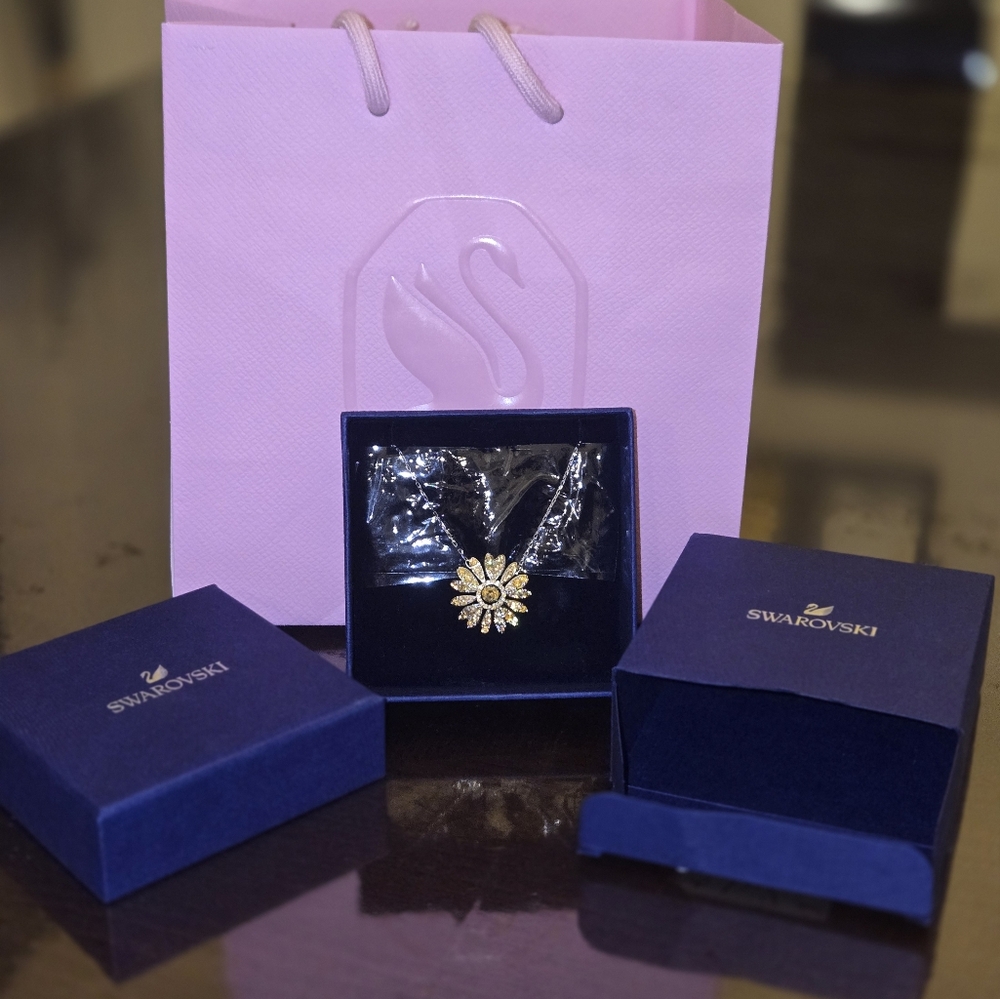 Swarovski Gold and Silver Dancing Sunflower Pendant